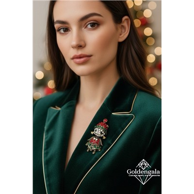 Брошь новогодняя "снегурочка" БР4 модель БРО/24 золото