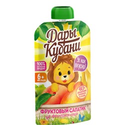 Пюре фруктовое "фруктовый салатик" (банан, груша, яблоко, персик) ДК 90 гр. 1/12