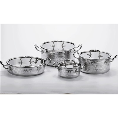 902-001 Набор посуды 8пр. EMBOSS в под.уп.(х1)Нержавеющая сталь