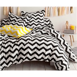 2 сп. Евро Комплект Постельного Белья Çift Kişilik B&W SmallZigzag
