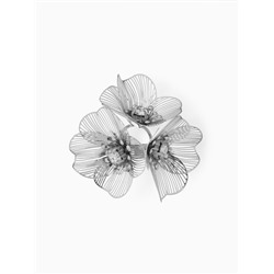 Брошь «Цветы» незабудки, белая в серебре