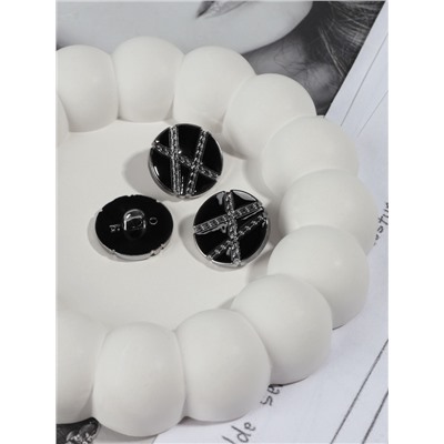 Пуговицы на ножке, d=21.5 мм, набор 5 шт., цвет чёрный, серебряный