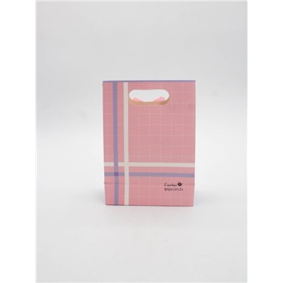 Пакет подарочный (XS) "Simple plaid", pink (12x6x16)