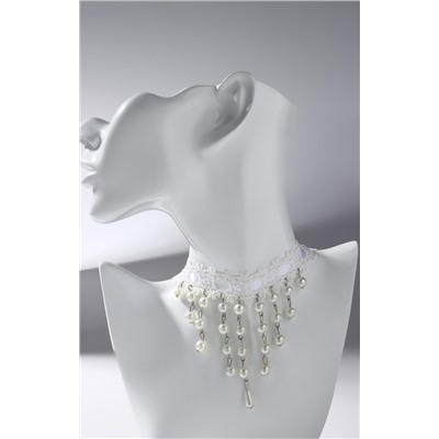 Чокер «Александрия» кружево, бусины, цвет белый, L=30 см