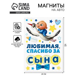 Набор магнитов на авто «Спасибо за сына», на выписку
