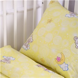 Постельное бельё BABY Мишки на облаках бело-жёлтый 112х147см, 110х150см, 60х60см, бязь 120г/м, , хлопок 100%