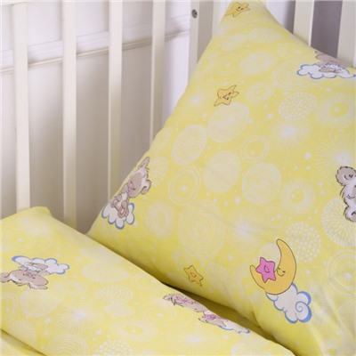 Постельное бельё BABY Мишки на облаках бело-жёлтый 112х147см, 110х150см, 60х60см, бязь 120г/м, , хлопок 100%