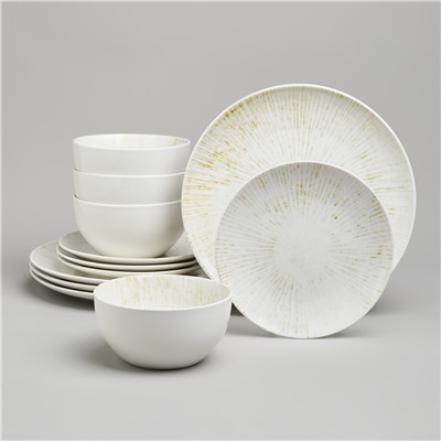 НАБОР ОБЕДЕННЫЙ BRONCO "DAILY" НА 4 ПЕРСОНЫ 12 ПРЕДМЕТОВ ГОРЧИЧНЫЙ