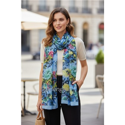Шарф шифоновый с цветочным принтом Арт 0981/2
