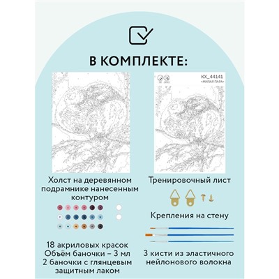 Картина по номерам на холсте ТРИ СОВЫ "Милая пара", 30*40, с акриловыми красками и кистями