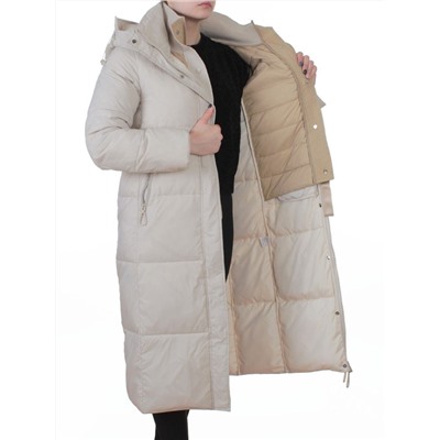 3068 LT. BEIGE Пальто пуховое женское с внутренним жилетом (утиный пух)