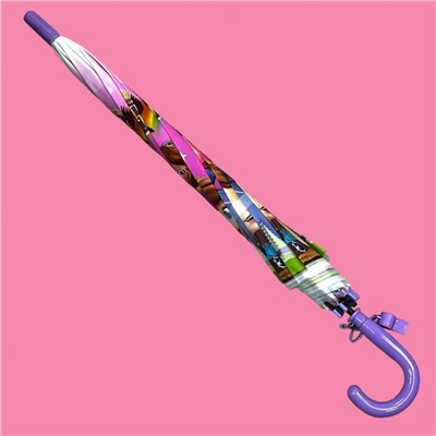 Зонт-трость для девочки с мультгероями полуавтомат Арт 001/7