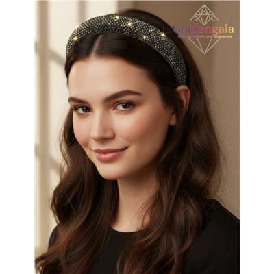Ободок для волос со стразами объемный Арт ОБ6/002