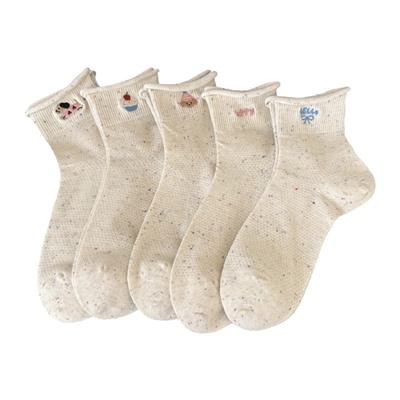 Tide, summer breathable thin cotton cartoon cute knee socks, mid-length