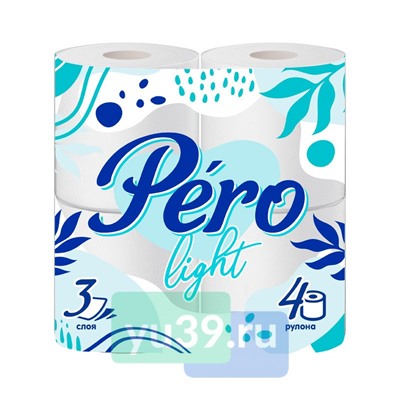 Туалетная бумага Пёрышко Light, 4 рул., 3 сл., цв. белый