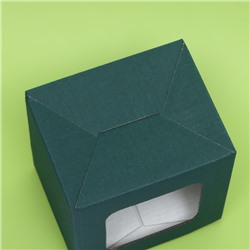 Коробка под кружку, с окном, изумрудная 12×9.5×12 см