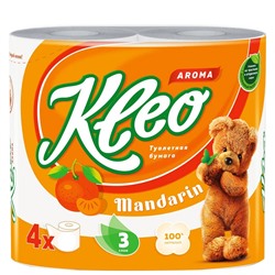 Туалетная бумага Kleo Мандарин, 4 рул., 3 сл., белая