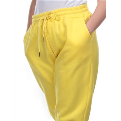M055 YELLOW Брюки спортивные женские на флисе (100% хлопок) 7986