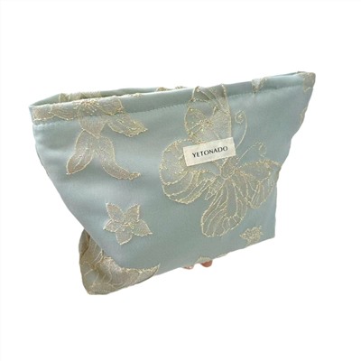 Capacious cosmetic bag, handheld organizer bag to go out, travel bag, liner, with embroidery