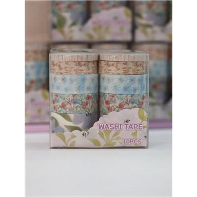 Набор декоративного скотча 10 шт. "Flower power", blue, шоу-бокс 8 шт.