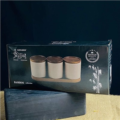 235-106 Набор из 3 банок 350мл с крышками на подставке TROPICAL в под.уп.(х8)Фарфор