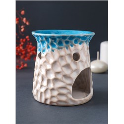 Аромалампа для эфирных масел «Узорчатая абстракция», керамика, синий, 8.5×8.5×9.5 см