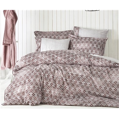 2 сп. Евро Комплект Постельного Белья Cotton Saten Lena Bordo Çift - EcoCotton