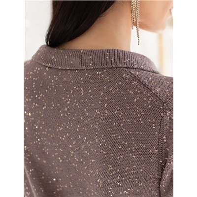 Джемпер поло с застежкой на пуговицы из хлопковой пряжи с пайетками