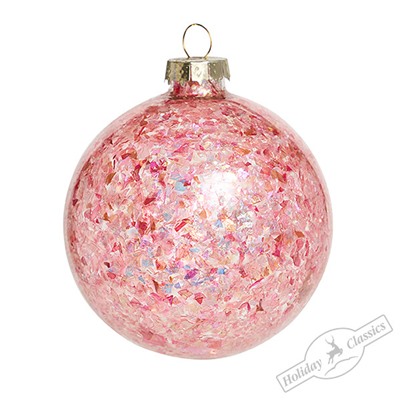 Шар "Ледяная фантазия" розовый мрамор (стекло) 8 см