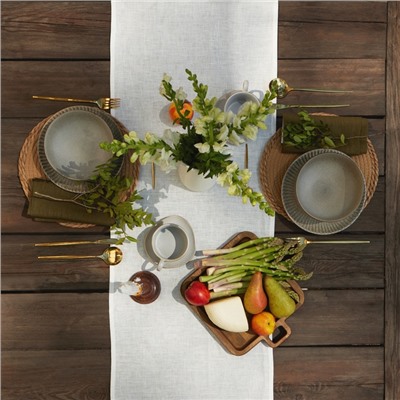 Дорожка на стол Этель Home collection, 40×146 см, 100% лён, белая
