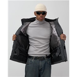 Горнолыжная куртка мужская зимняя темно-серого цвета 7611TC