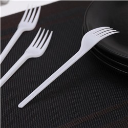 Вилка одноразовая «Стандарт», пластик, 15.5 см, столовая, белая