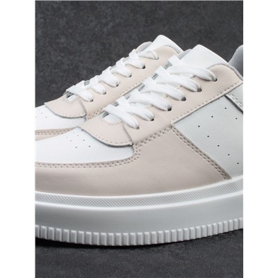 03-YJ425-1 WHITE/BEIGE Полуботинки спортивные женские (натуральная кожа)