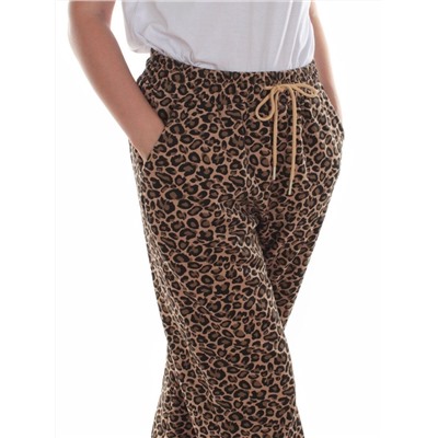 9001 LEOPARD/BROWN Брюки спортивные женские (95% хлопок, 5% спандекс)