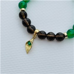 Радуга Самоцветов Браслет из Агата тон. и Раухтопаза с подвеской