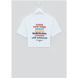 Girls Candy Couture Cities Cropped T-Shirt (9-16yrs)