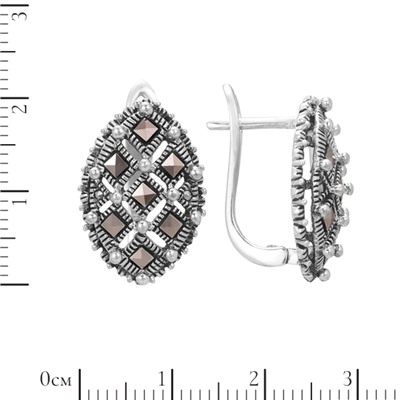 Серьги 'Щит' с марказитами ТАСН.295МЗN