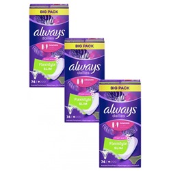 always Slipeinlage Flexistyle Slim Fresh BigPack 74 St, Прокладки Ежедневные тонкие Flexistyle с ароматом свежести 74 штуки, 3 упаковка (222 штуки)