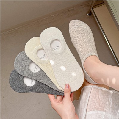 Boneless shallow mouth invisible socks vertical small flowers thin and transparent summer boat socks solid color short socks for women not to slip