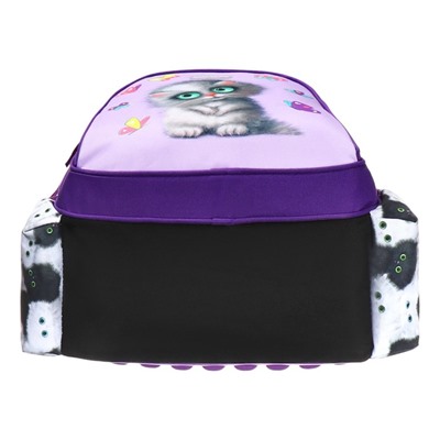 Рюкзак школьный 38×27×17, эргономичная спинка, deVENTE Attomex Basic, Meow Cat, сиреневый, 7033438