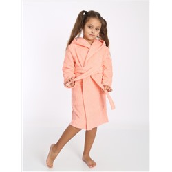 Халат детский махровый с капюшоном персиковый