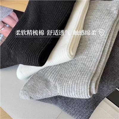 Autumn cotton white knee socks, summer thin shoes for leather shoes, mid-length, Korean style