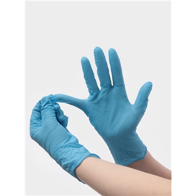 Перчатки нитриловые, неопудренные, нестерильные, размер M, 50 пар, голубые