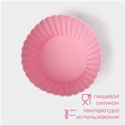 Форма для выпечки кекса Доляна «Круг. Риб», силикон, 11×6 см, розовая