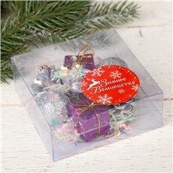 Подсвечник на одну свечу «Мишура волна» шишки, шарик, подарки, 7.5×3.5 см, d=2 см