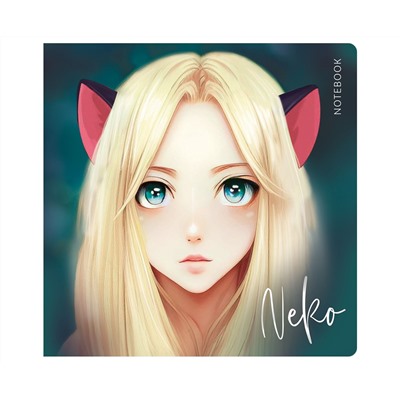 Записная книжка 170*170 мм 40л. на скрепке MESHU "Neko", soft-touch ламинация, тиснение фольгой, блок без линовки, 80г/м2