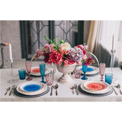 Тарелка Доляна «Космос», d=21.2 см, фарфор, белая, синяя