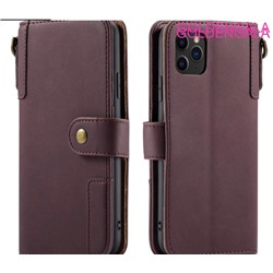 Кожаный чехол-бумажник с ремешком для iPhone