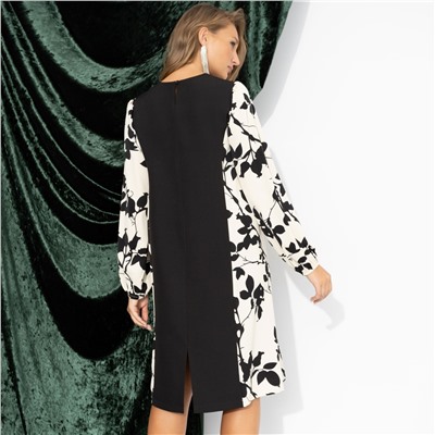 Платье комбинированное с шёлком, Знаменитость (стильная)