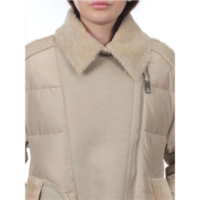 902 BEIGE Куртка зимняя облегченная женская (холлоффайбер 150 гр., искусственная дубленка)